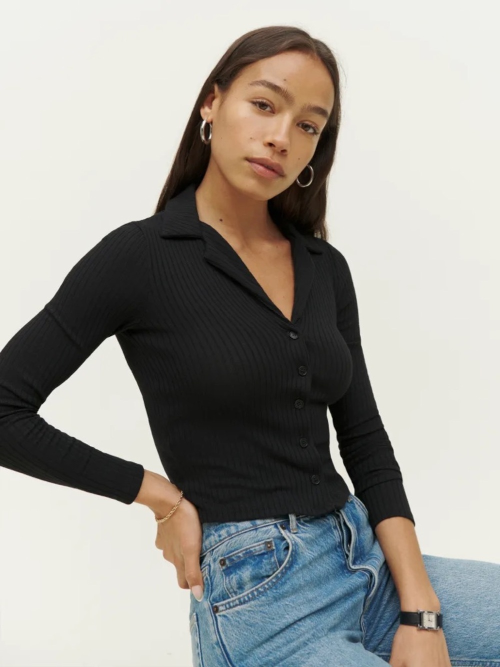 Reformation Irina Knit Top black size S